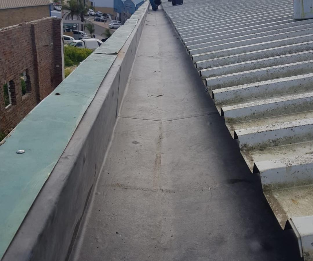Completed RubberGutter System EPDM lining installed in a commercial box gutter